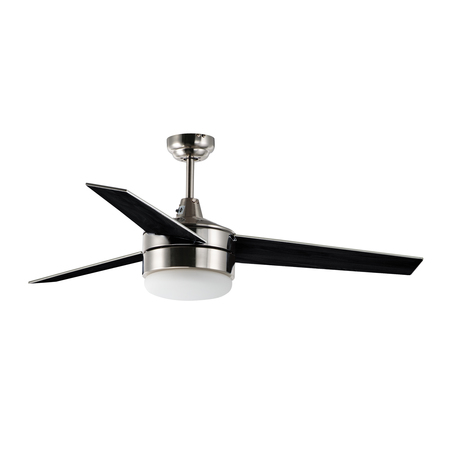 MAXIM Basic-Max 2-Light 52" Wide Satin Nickel / Black Indoor Ceiling Fan 89909FTSNBK